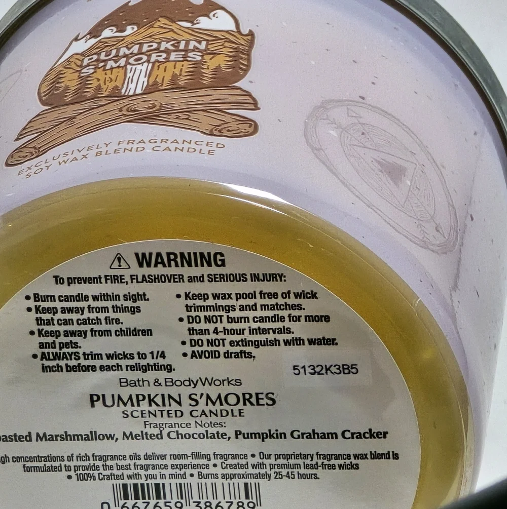 Bath & Body Works Pumpkin S’mores 3-Wick Candle NWT - Picture 2 of 3